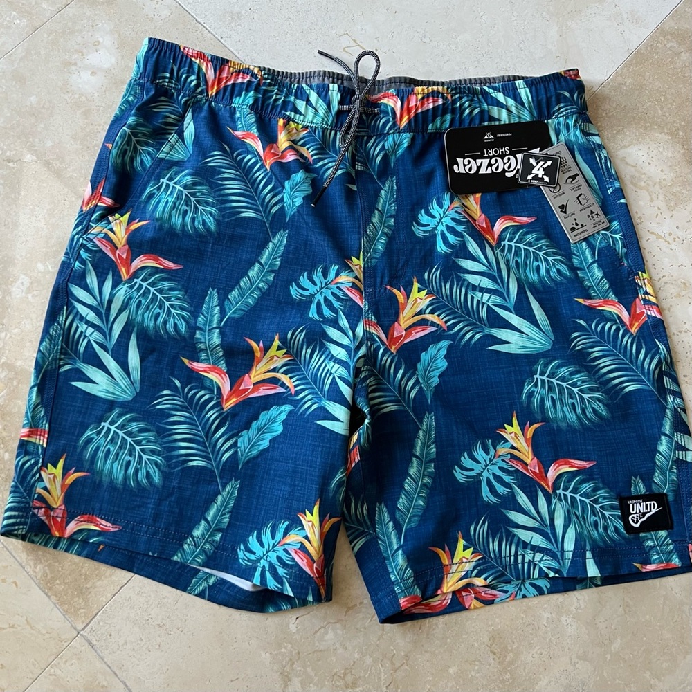 Lacrosse Unlimited Men's Tropical Twill Blue Breezer Sport XL Shorts NWT